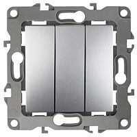 Выключатель без рамки Эра S12 3-кл 10А алюминий картинка